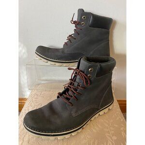 Timberland Mens Black Leather Lace-Up Boots Cushioned Ankle Size 9
